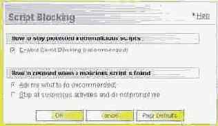 Интерфейс параметров блокировки